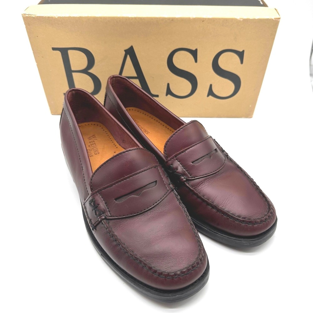 Vintage 90s GH Bass Weejuns Katherine II Burgundy Leather Penny Loafers 8.5 W
